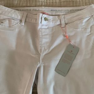 Crop pants, white, never been worn. No zipper just button at top